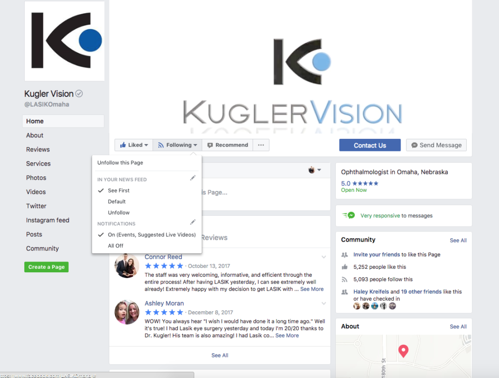 kugler vision facebook page see first