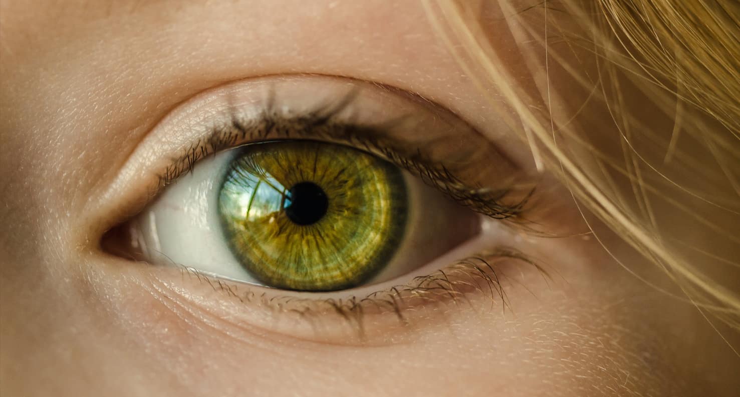 close up on green eye