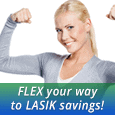 woman flexing her way to lasik savings
