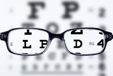 glasses over eye chart