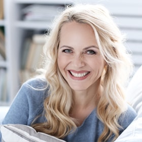blonde woman smiling