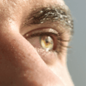 close up on one hazel eye