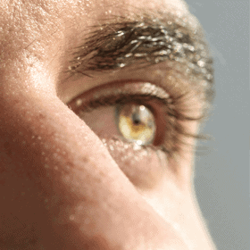 close up on one hazel eye