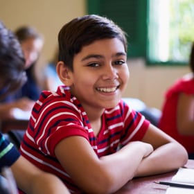 elementary school student smiling