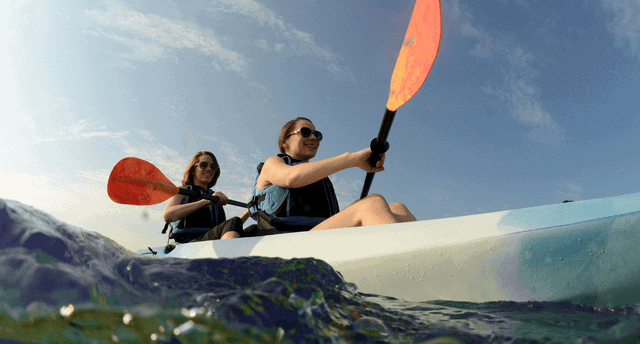 two woman summer water activities