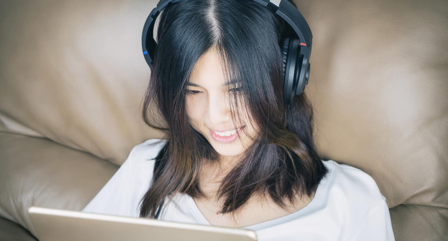 woman on technology researching icl