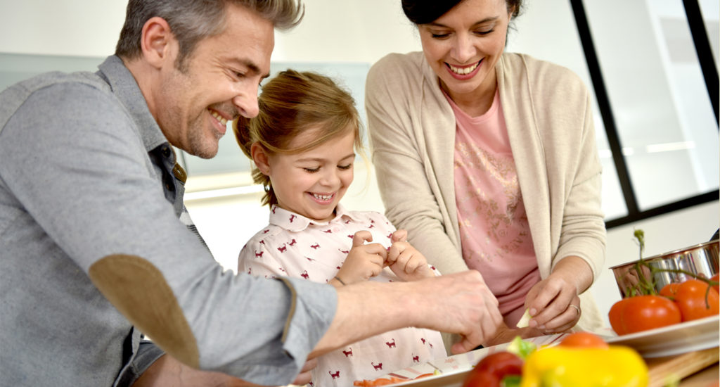dad, mom, and child together