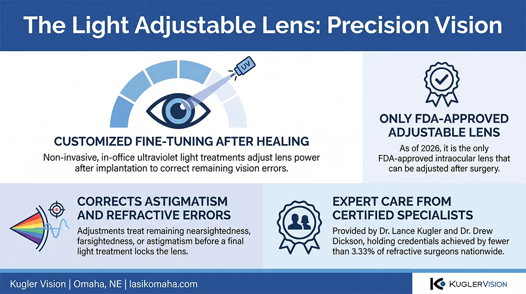 infographic: the Light Adjustable Lens, precision vision